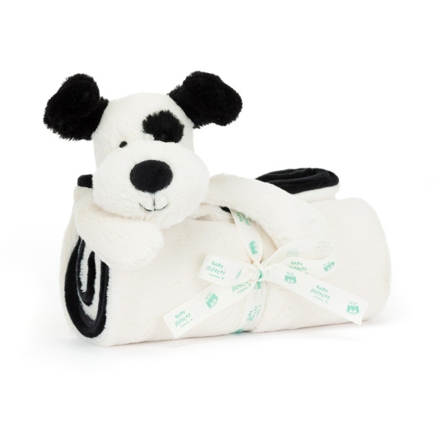 Jellycat Bashful Black & Cream Puppy Blankie Jellycat Bashful Black & Cream Puppy Blankie
