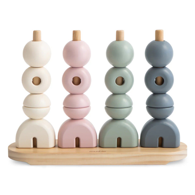 Mushie Wooden Multi Shape Stacker - Original Mushie Wooden Multi Shape Stacker - Original