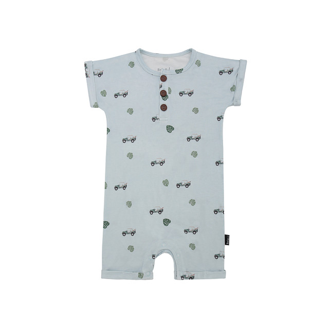 Short Sleeve Shortall Romper - Green Jeep