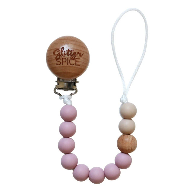 Glitter & Spice Pacifier Clip - Dusty Rose