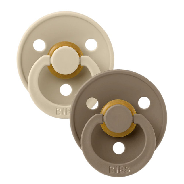 BIBS Pacifiers Colour Latex 2 Pack - Vanilla/Dark Oak