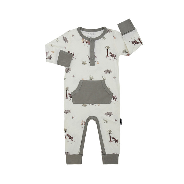 Long Sleeve Pocket Romper - Dinoland/Moss Long Sleeve Pocket Romper - Dinoland/Moss