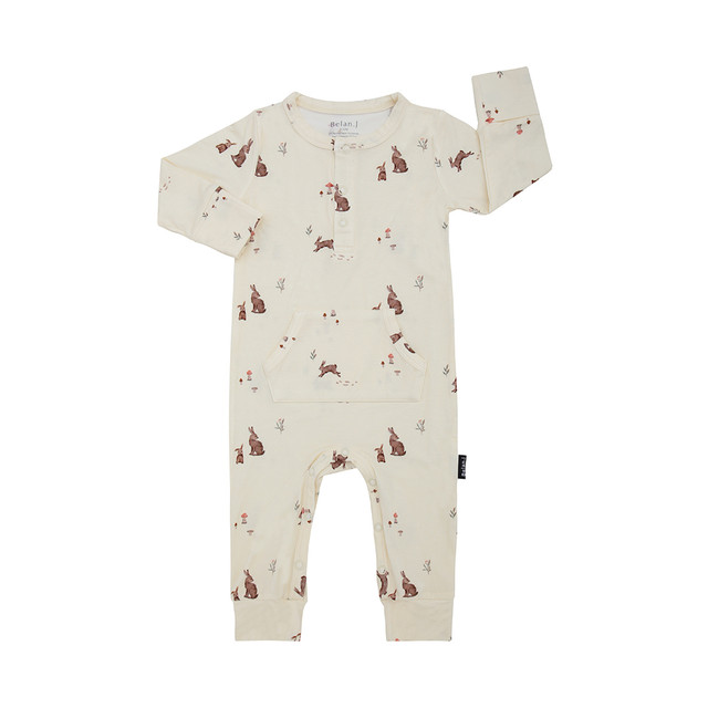 Long Sleeve Pocket Romper - Bunnies Long Sleeve Pocket Romper - Bunnies