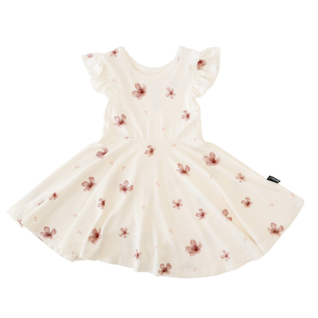 Ruffled Sleeves Twirl Dress - Petals Ruffled Sleeves Twirl Dress - Petals