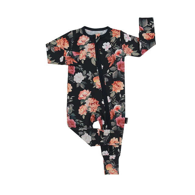 Footless Sleeper with Fold-Over Cuffs - Midnight Blossom Footless Sleeper with Fold-Over Cuffs - Midnight Blossom