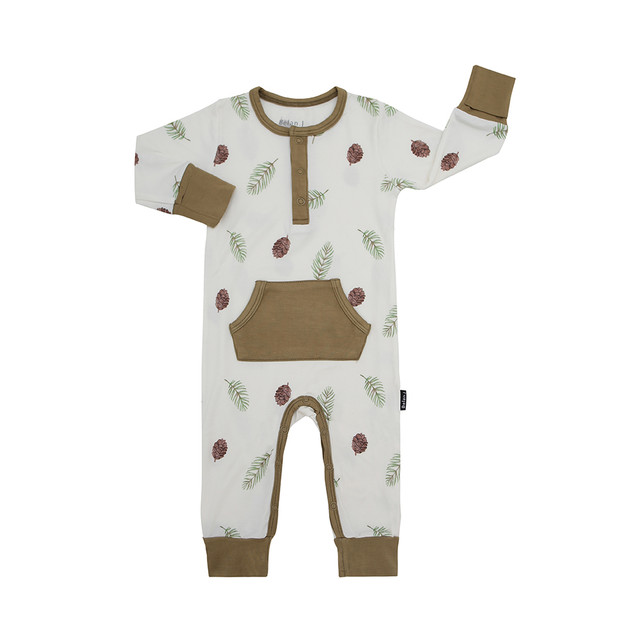 Long Sleeve Pocket Romper - Pine Cones Long Sleeve Pocket Romper - Pine Cones