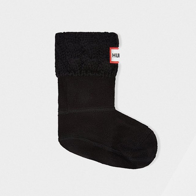 Hunter Original Kids 6 Stitch Cable Knitted Cuff Boot Socks Black Hunter Original Kids 6 Stitch Cable Knitted Cuff Boot Socks Black