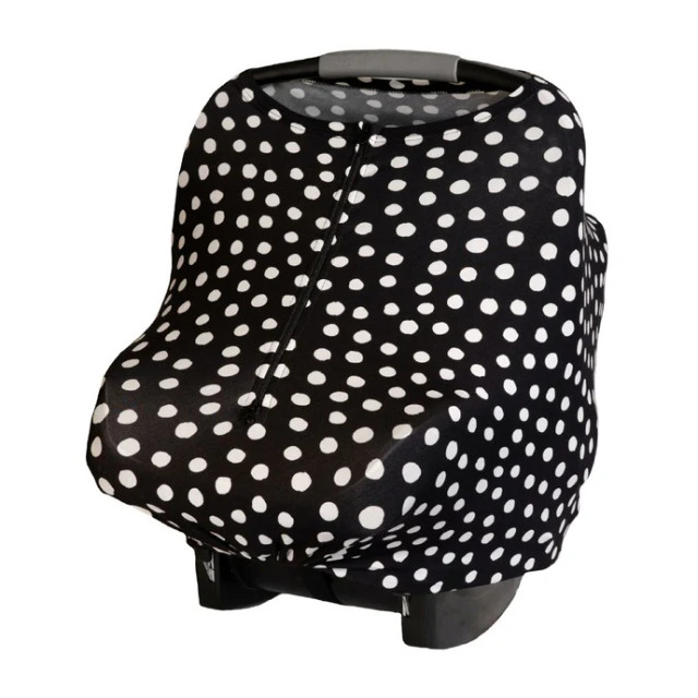 Baby Leaf Multi-Purpose Cover - Black & White Polka Dot with Black Zipper Baby Leaf Multi-Purpose Cover - Black & White Polka Dot with Black Zipper