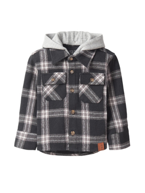 Little Bipsy Hooded Flannel - Black Little Bipsy Hooded Flannel - Black