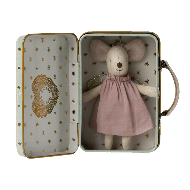 Maileg Little Sister Angel Mouse in Suitcase Maileg Little Sister Angel Mouse in Suitcase