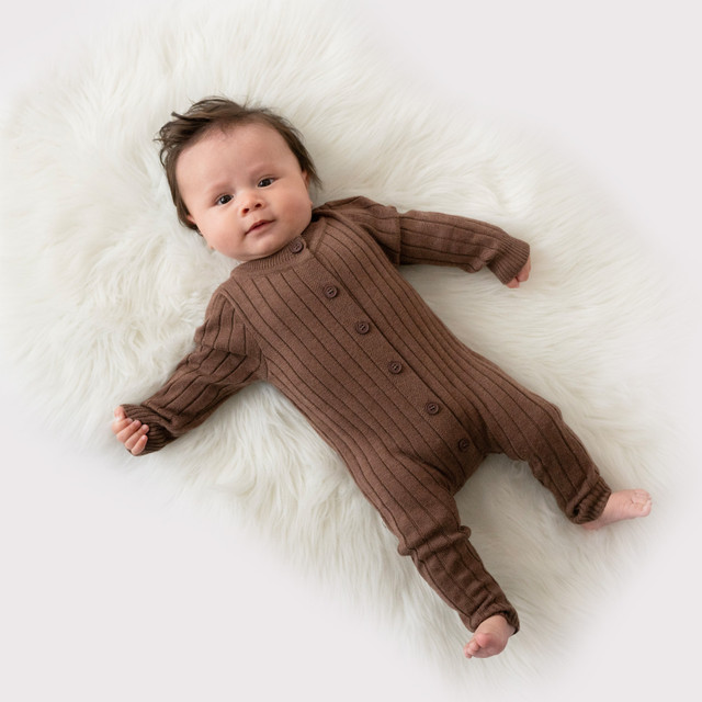 Knit Bamboo Romper - Walnut Knit Bamboo Romper - Walnut