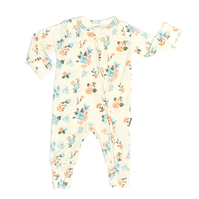 Footless Sleeper with Fold-Over Cuffs - Fleur Footless Sleeper with Fold-Over Cuffs - Fleur