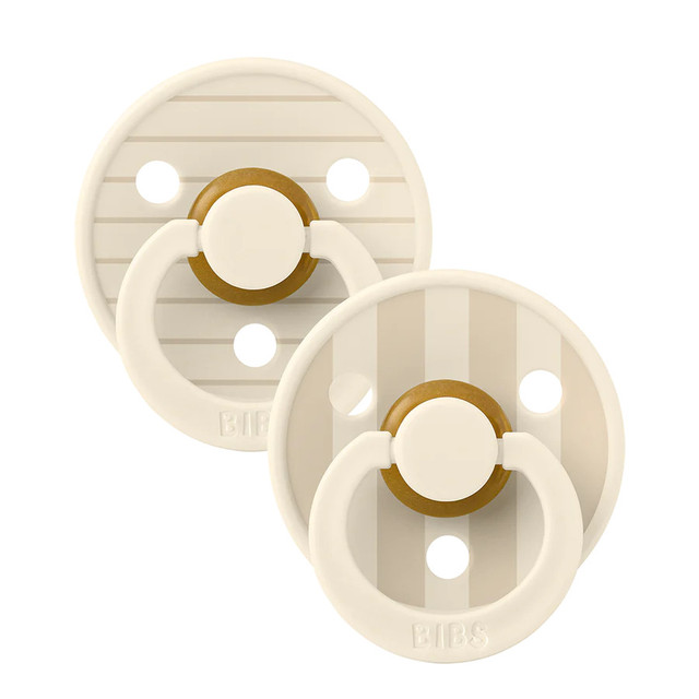 BIBS Pacifiers Studio Colour Latex 2 Pack - Pin Ivory/Vanilla Mix BIBS Pacifiers Studio Colour Latex 2 Pack - Pin Ivory/Vanilla Mix