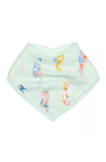 Loulou Lollipop Bandana Bib Set - Painterly Seahorse