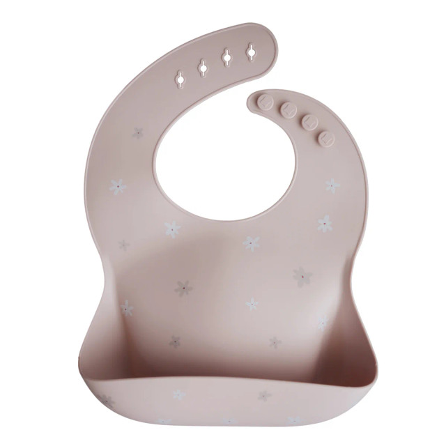 Mushie Silicone Baby Bib - Pink Daisy Mushie Silicone Baby Bib - Pink Daisy