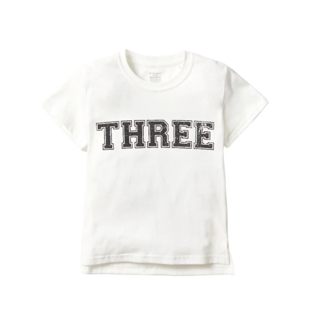 Little Bipsy Birthday Elevated Tee White - Three Little Bipsy Birthday Elevated Tee White - Three