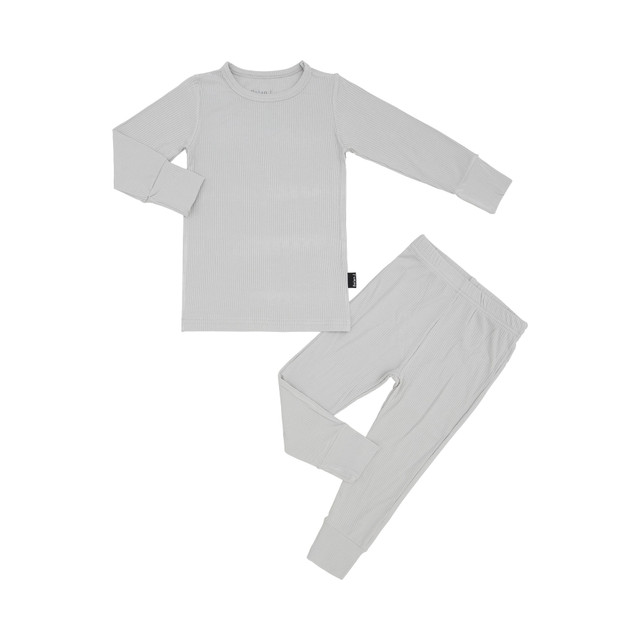 Ribbed Bamboo Long Sleeve PJ Set - Silver Cloud Ribbed Bamboo Long Sleeve PJ Set - Silver Cloud