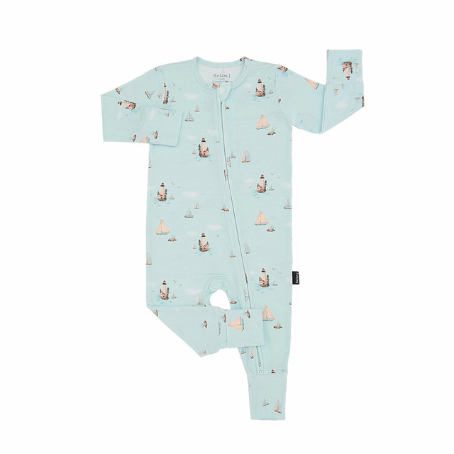 Footless Sleeper with Fold-Over Cuffs - Lighthouse Footless Sleeper with Fold-Over Cuffs - Lighthouse
