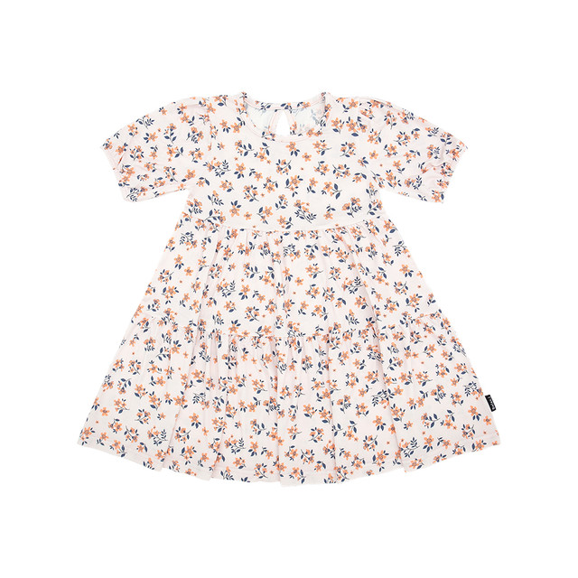 Short Sleeve Tiered Dress - Peachy Blossom