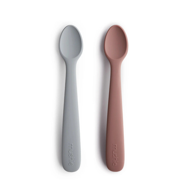 Mushie Silicone Feeding Spoons 2 Pack - Stone/Cloudy Mauve Mushie Silicone Feeding Spoons 2 Pack - Stone/Cloudy Mauve