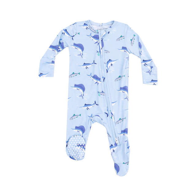 Angel Dear 2 Way Zipper Footie - Deep Sea Fishing Blue Angel Dear 2 Way Zipper Footie - Deep Sea Fishing Blue