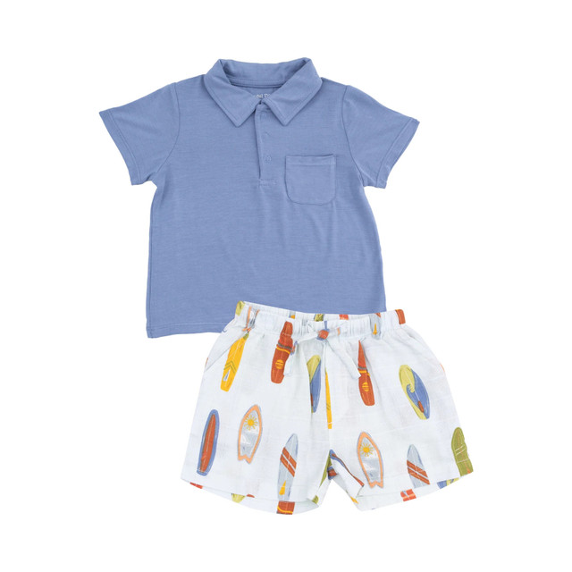 Polo S/S Shirt + Muslin Short - Vintage Surfboards Polo S/S Shirt + Muslin Short - Vintage Surfboards