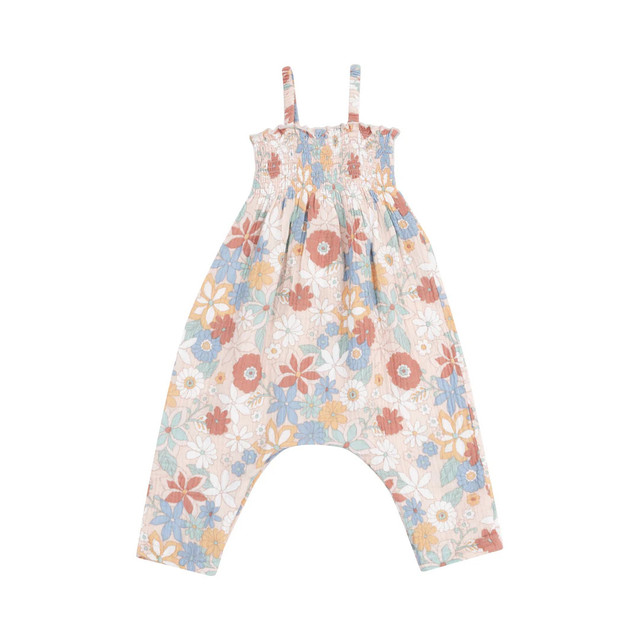 Tie Strap Smocked Romper - Tropical Retro Floral Tie Strap Smocked Romper - Tropical Retro Floral