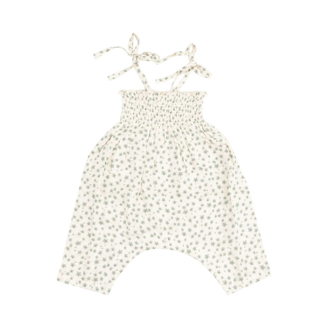 Angel Dear Tie Strap Smocked Romper - Jadeite Simple Floral Angel Dear Tie Strap Smocked Romper - Jadeite Simple Floral