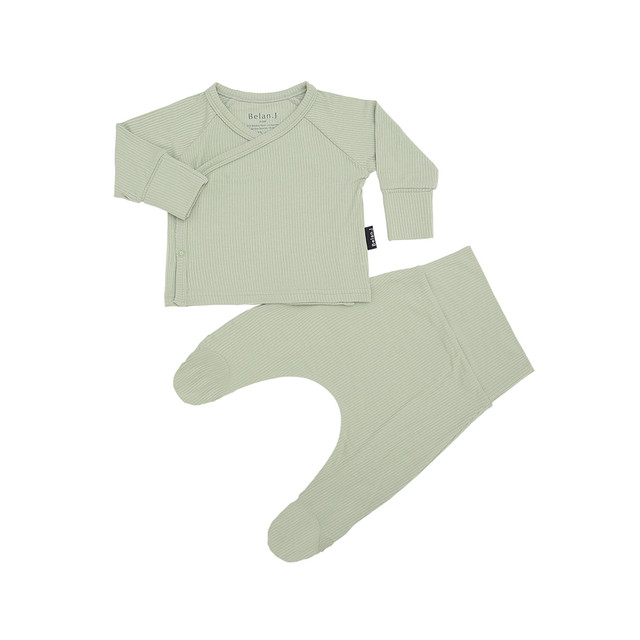 Ribbed Bamboo Take Me Home Kimono Set - Misty Sage