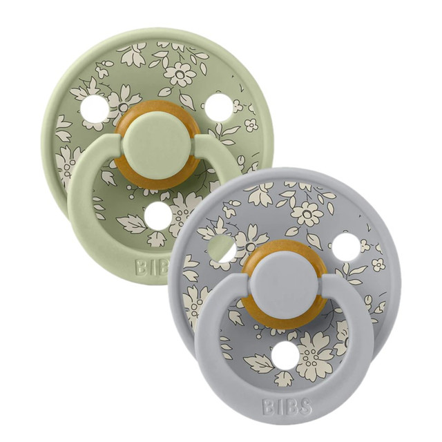 BIBS X Liberty Pacifiers Colour Latex 2 Pack - Cloud/Sage Mix BIBS X Liberty Pacifiers Colour Latex 2 Pack - Cloud/Sage Mix