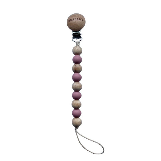 Burbaby Silicone Pacifier Clip with Beechwood Clip Burbaby Silicone Pacifier Clip with Beechwood Clip