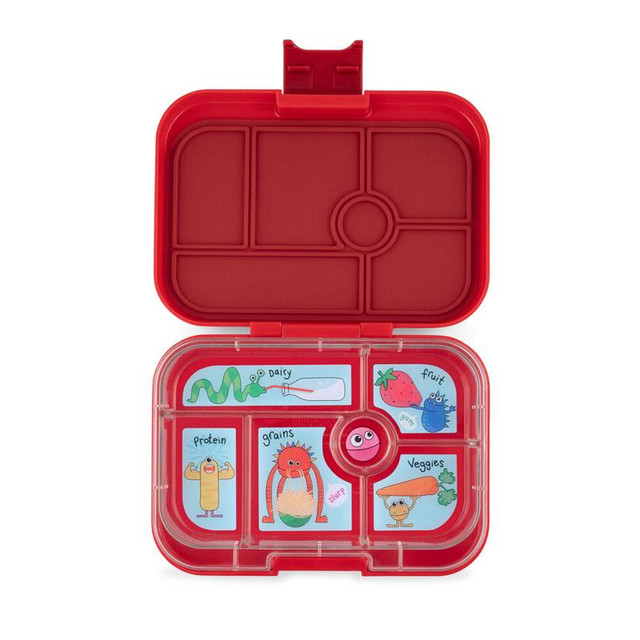 Yumbox Original 6 Compartments - Wow Red With Monster Tray