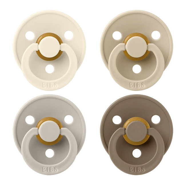 BIBS Pacifiers Colour Latex 4 Pack - Ivory/ Sand/ Vanilla/ Dark Oak BIBS Pacifiers Colour Latex 4 Pack - Ivory/ Sand/ Vanilla/ Dark Oak