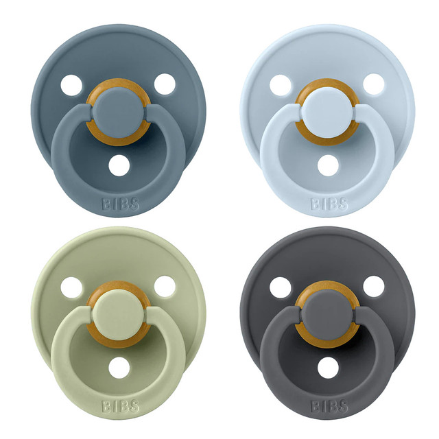 BIBS Pacifiers Colour Latex 4 Pack - Petrol/ Sage/ Baby Blue/ Iron BIBS Pacifiers Colour Latex 4 Pack - Petrol/ Sage/ Baby Blue/ Iron