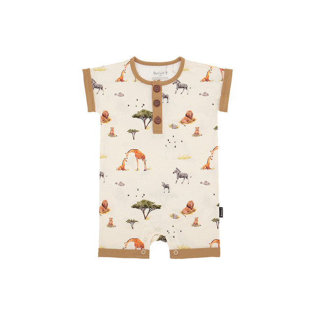 Short Sleeve Shortall Romper - Safari Short Sleeve Shortall Romper - Safari