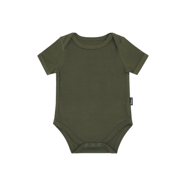 Ribbed Bamboo Short Sleeve Onesie - Forest Green
