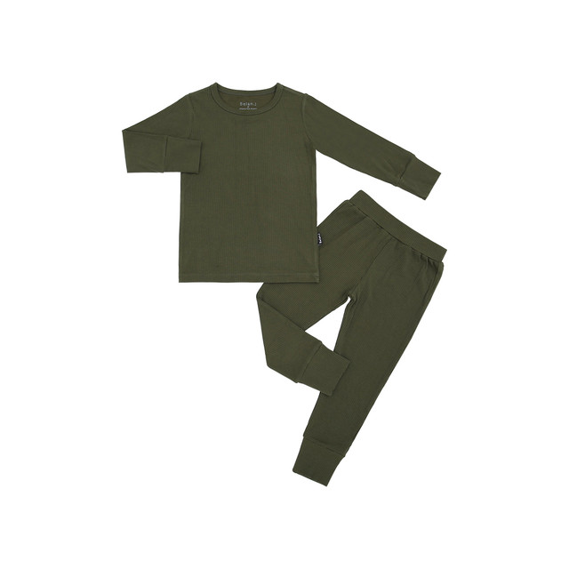 Ribbed Bamboo Long Sleeve PJ Set - Forest Green