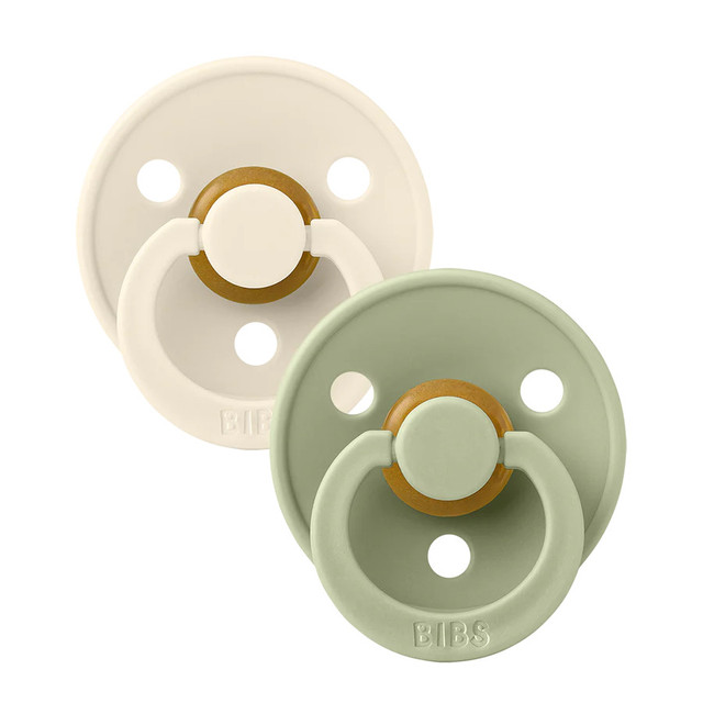 BIBS Pacifiers Anatomical Colour Latex 2 Pack - Ivory/Sage BIBS Pacifiers Anatomical Colour Latex 2 Pack - Ivory/Sage