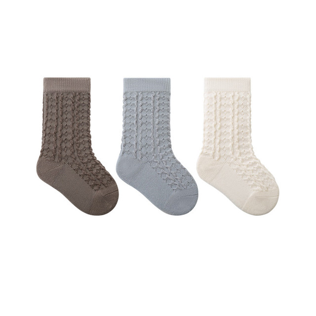 Textured Cotton Crew Socks (3pk) - Mushroom / Fog / Cream Textured Cotton Crew Socks (3pk) - Mushroom / Fog / Cream