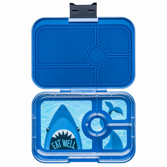 Yumbox Tapas 4 Compartments - Monte Carlo Blue with Shark Tray, free shipping available, Active Baby Vancouver Yumbox Tapas 4 Compartments - Monte Carlo Blue with Shark Tray, free shipping available, Active Baby Vancouver