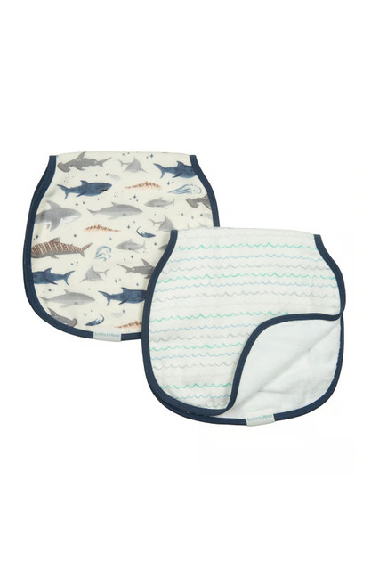 Loulou Lollipop Burp Cloth Set - Sharks Loulou Lollipop Burp Cloth Set - Sharks