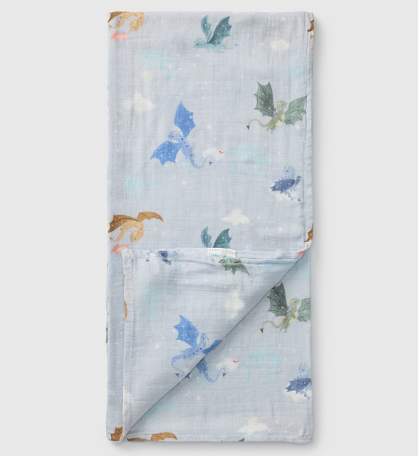 Loulou Lollipop Muslin Swaddle - Magical Dragons Loulou Lollipop Muslin Swaddle - Magical Dragons