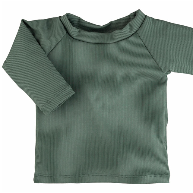 Current Tyed Ribbed Dark Green Rashguard Top Current Tyed Ribbed Dark Green Rashguard Top