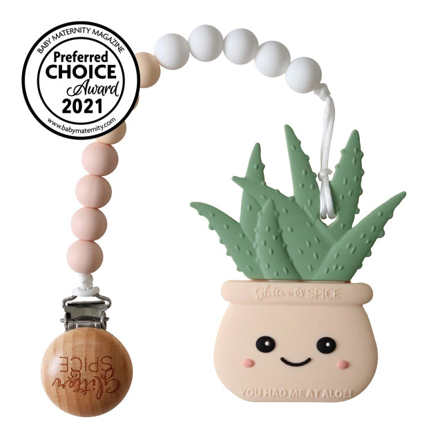 Glitter & Spice Teether - Aloe Plant Cream Peach Glitter & Spice Teether - Aloe Plant Cream Peach