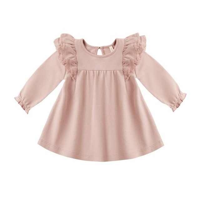 Quincy Mae Long Sleeve Flutter Dress - Rose, free shipping available, Active Baby Vancouver Quincy Mae Long Sleeve Flutter Dress - Rose, free shipping available, Active Baby Vancouver