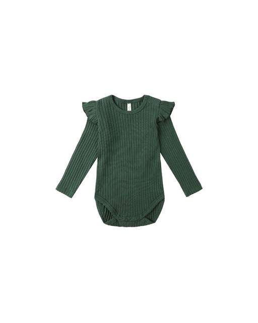Rylee + Cru Shoulder Ruffle Bodysuit - Green Rylee + Cru Shoulder Ruffle Bodysuit - Green