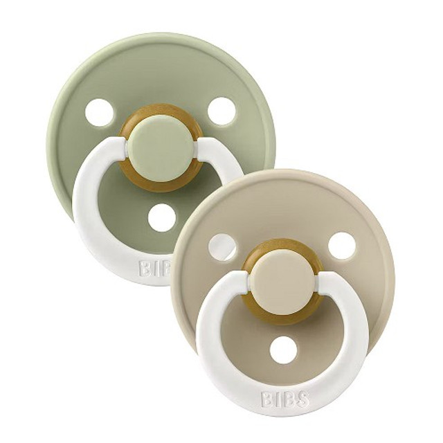 BIBS Pacifiers Colour Latex 2 Pack - Sage Glow/Vanilla Glow BIBS Pacifiers Colour Latex 2 Pack - Sage Glow/Vanilla Glow