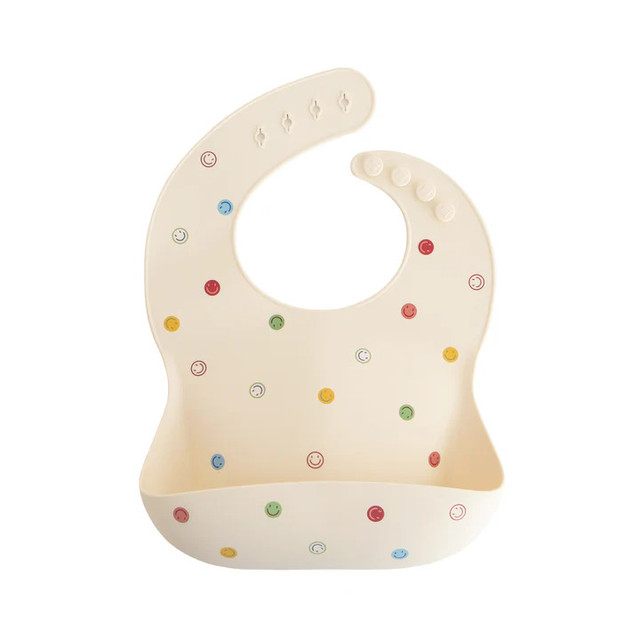 Mushie Silicone Baby Bib - Smiley Face Mushie Silicone Baby Bib - Smiley Face