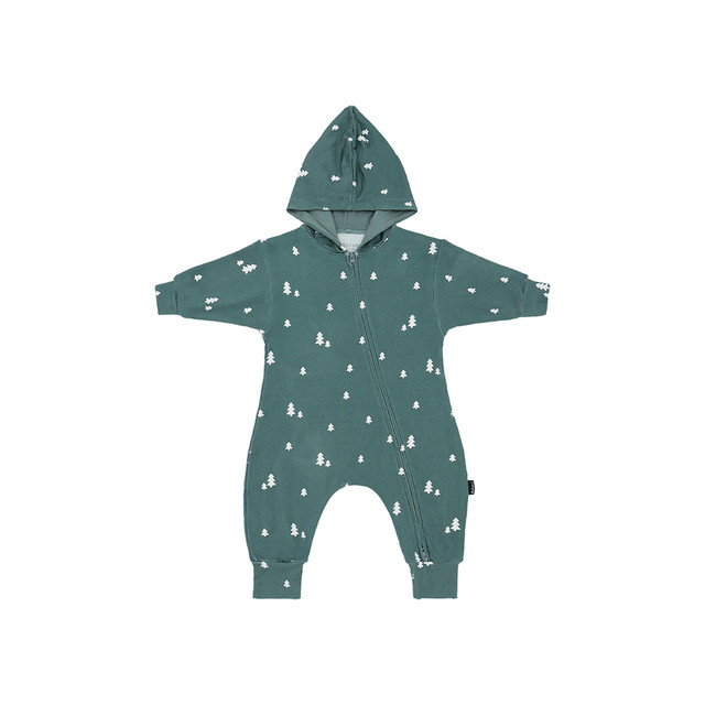 Baggy Hoodie Zipper Jumpsuit - Tiny Trees