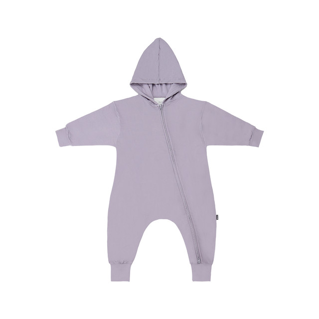 Baggy Hoodie Zipper Jumpsuit - Periwinkle